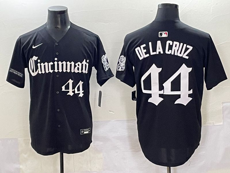 Men 2025 Cincinnati Reds #44 Delacruz Black Five generations Joint Name Nike MLB Jersey style 9